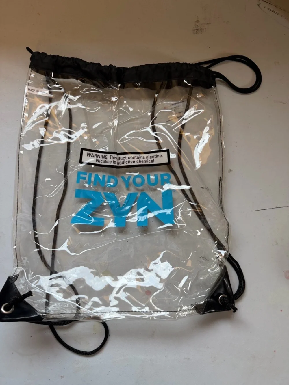 Clear Drawstring Backpack with Blue - Find Your Zyn
